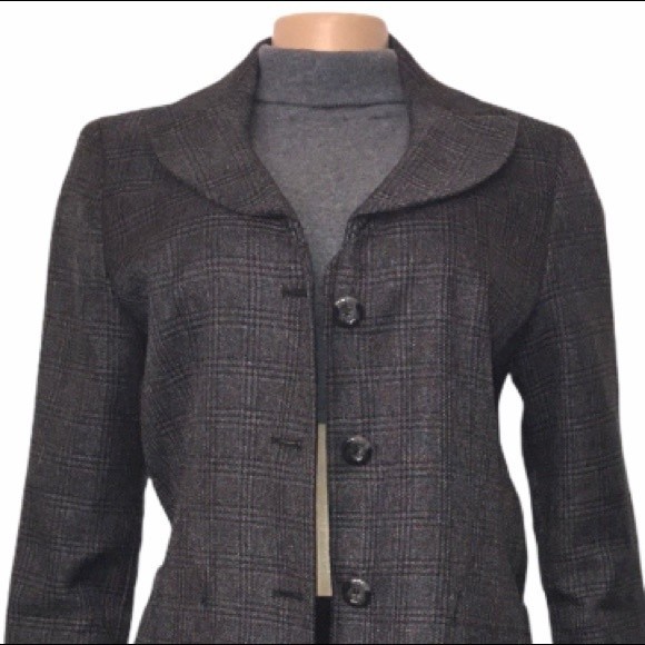 Larry Levine Blazer Glen Plaid Longline patched elbow gray curve Lapel size 10 - Picture 7 of 17